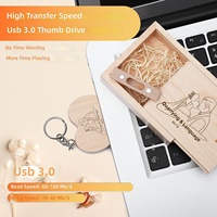 Flash Drive USB 3.0 Kayu 2TB Baru dengan Desain Hati, Ukiran Logo Gratis, Kecepatan Tinggi, Garansi 1 Tahun - Hadiah Bisnis Pernikahan