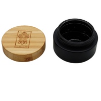 Pot à crème 30g 50g 100g en verre noir mat avec couvercle en bois pour les soins de la peau du visage, du corps et des yeux