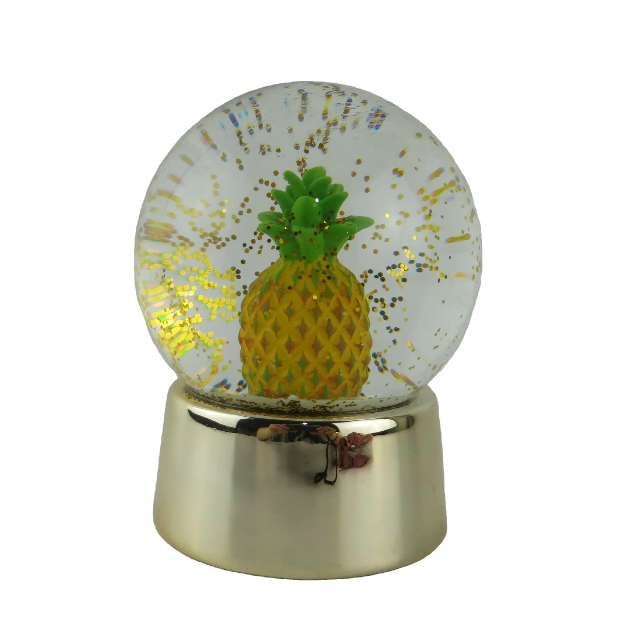 Fruit Shop Activity Gift ananas Globe Water Globe Snow Golden Based Dome Snow Globe con paillettes Musical Led Light