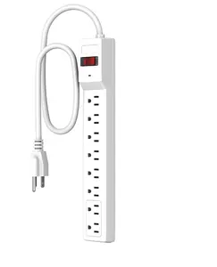 high quality white or black 490J 8 way single light with reset switch for surge protection power strip