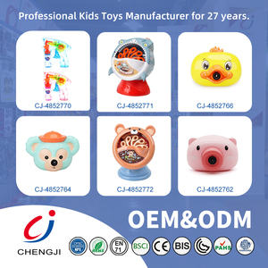 Chengji bán buôn trẻ em mùa hè ngoài trời Pin hoạt động Led âm nhạc xà phòng thổi đồ chơi trong suốt Súng Bong Bóng - Product Image 6