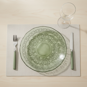 Assiettes de présentation romantiques <span class=keywords><strong>en</strong></span> verre rose 13 pouces à bord festonné gaufré pour douche nuptiale et banquet - Product Image 3