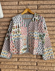 New Arrival 100% Handmade Cotton Quilted Jacket Floral Pattern Casual Boho Style for Women Winter Coat Soft - Product Image 1