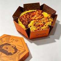Faltbare Papier-Takeaway-Behälter Einweg-Lunchbox für Gebratenen Reis Gegrilltes Hähnchen Halal Biryani Mandi Bukhari Reisbox Schüssel