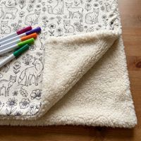 Manta de colorear DIY al por mayor OEM ODM con diseño de sirena, insectos, animales del bosque y dibujos de líneas, de cristal, minky y sherpa, para regalo