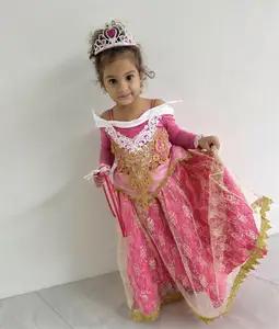 2024 niña princesa vestir Bella Durmiente Rosa princesa disfraz para niñas 3-10Y