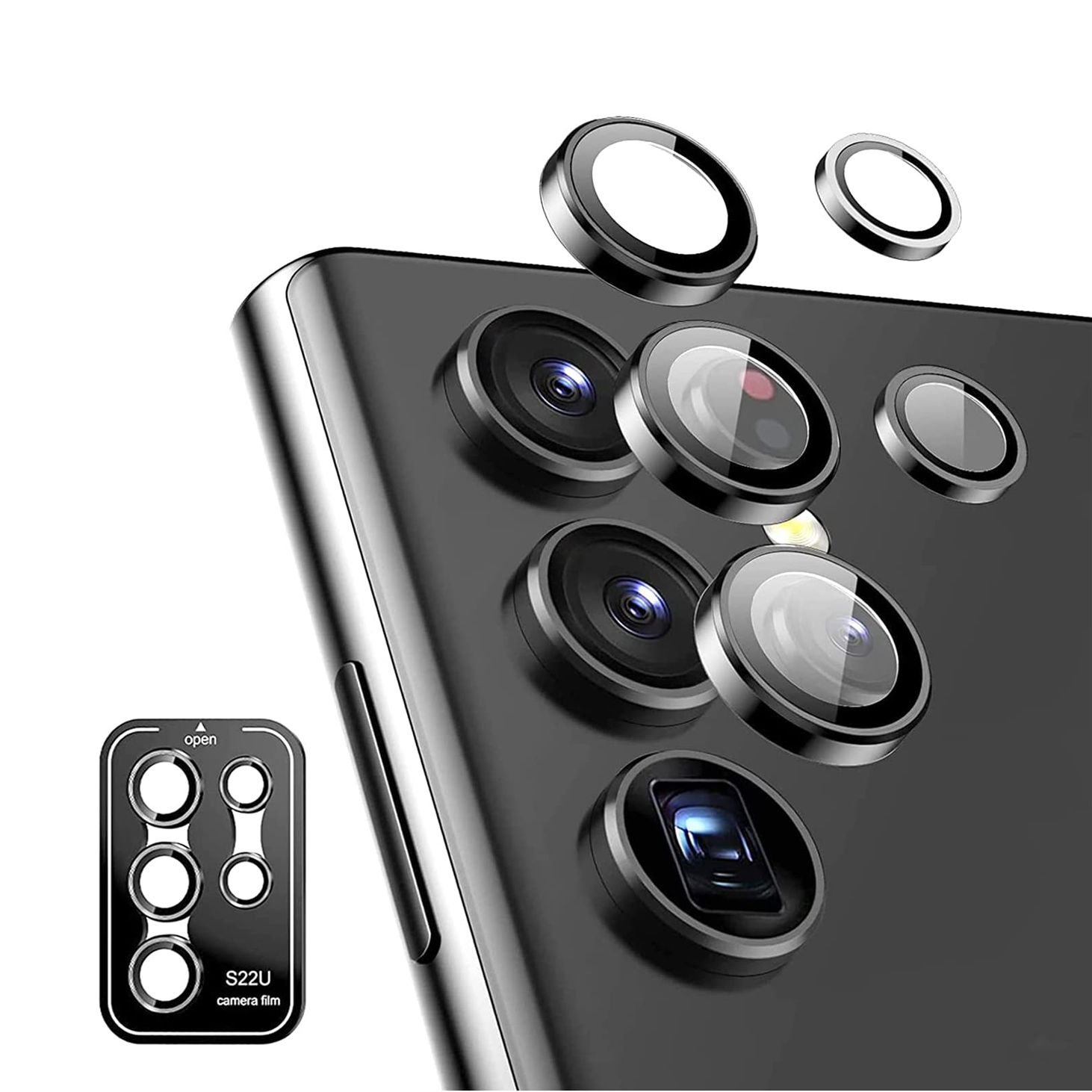 Для Galaxy S22 ультра защитной крышки объектива, из алюминия и закаленного стекла для экрана камеры защитный чехол с кольцом для S22 Ультра