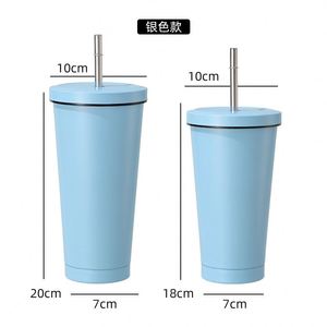 แก้วน้ำสแตนเลส 304 สองชั้น พร้อมที่ใส่หลอดแบบพกพาสำหรับกิจกรรมกลางแจ้ง - Product Image 2