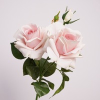 Rose artificielle de haute qualité au toucher réel, fleur artificielle à 3 têtes, tige unique, pour décoration de mariage, décoration de la maison, arrangement floral