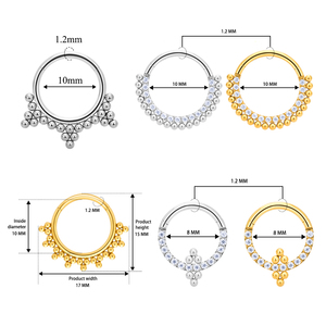 ASTM F136 Titanium Septum Hoops <strong>Round</strong> <strong>Nose</strong> <strong>Rings</strong> 16G CZ Earring Hinged Segment Ear Tragus Cartilage Helix Body Piercing Jewelry - Product Image 3
