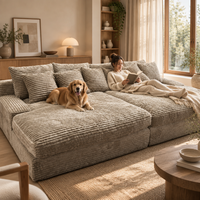 OEM ODM Stilvolles Samt-Kompressionssofa Hochdichter Schwamm Modulares Schlafsofa Vakuumkomprimiert Übergroßes Schwarzes Modernes Sofa Couch