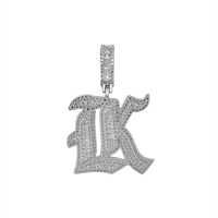 Personnalisé Punk Grand Plaqué Argent Layered Big Initial Alphabet Dainty Pendentif Pour Hommes