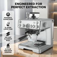 Machine à café semi-automatique haute pression 19 bars, châssis en alliage d'aluminium moulé sous pression, réservoir d'eau de 3 L, vente chaude