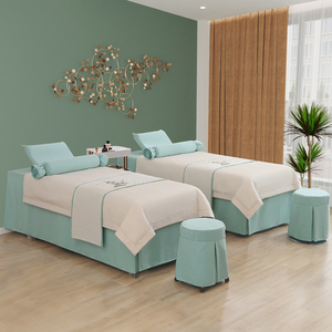 Housse de <span class=keywords><strong>lit</strong></span> de beauté quatre pièces haut de gamme, luxe léger, pour salon de beauté, thérapie de la tête, thérapie de massage - Product Image 6