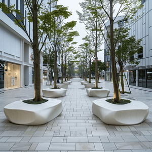 Banc décoratif de plaza, tabourets jardinières personnalisés en PRV pour zone paysagère de parc écologique - Product Image 2