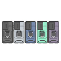 Coque de téléphone de luxe pour Samsung S26, résistante aux chocs, avec anneau métallique durable et protection coulissante pour l'objectif