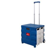 Carrito de Compras Plegable de Plástico Personalizable al por Mayor, con Ruedas de 35 kg, Capacidad de 45 L, Color Azul, para Supermercado