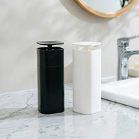 Bouteille de lotion carrée en plastique de 400 ml, couleur noir et blanc, vide, rechargeable, distributeur pour savon pour les mains, lotion pour le corps
