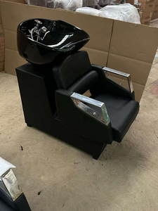 Moderna Estación de Lavado de Cabello Metálica para Barbería con Silla - Muebles de Salón Comerciales Económicos - Product Image 4