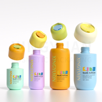 Bouteille souple portable personnalisée pour gel douche, shampoing, lotion, 150 ml, avec bouchon à clapet, ronde, beige