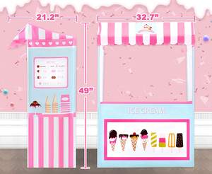 Carretto Gelati Colorato per Bambini - Negozio Portatile a Singolo Livello e Set di 3 Pezzi di Cibo Finto - Product Image 2