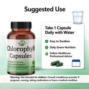 Cápsulas de Clorofila de Marca Privada OEM ODM, 300 mg de Clorofilina de Sodio y Cobre, Antioxidante, Apoyo para la Salud Intestinal y de la Piel, Vegano - Product Image 4