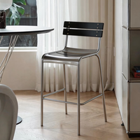 Chaises de bar style Bauhaus du milieu du siècle avec dossier, tabourets en fer antique pour salons de thé, cafés et repas en plein air