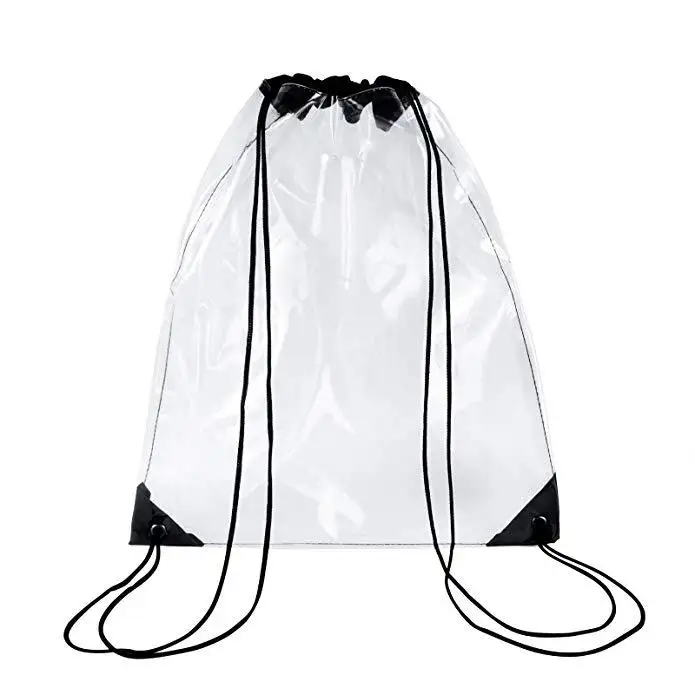 fashion Factory hot black transparent PVC drawcord cosmetic bag transparent packaging bag transparent backpack
