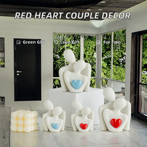 JANEERMEI Figura Decorativa de Cerámica con Corazón Rojo, Ecológica, para Parejas, para el Hogar, Estudio, Regalo de San Valentín, Talla S - Product Image 2