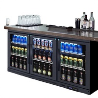 Réfrigérateur commercial vertical pour boissons avec refroidissement par ventilateur, 3 portes, pour bar et vitrine en verre