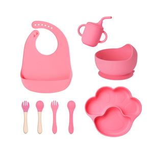 Juego de Cubiertos para Niños en Oferta, Baberos para Bebés, Plato con Ventosa, <span class=keywords><strong>Vajilla</strong></span> de Silicona <span class=keywords><strong>Completa</strong></span>, Juego de Destete para Bebés - Product Image 4