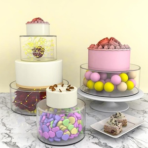 Support à gâteau rond en acrylique personnalisé en gros avec lumières LED, tour <span class=keywords><strong>de</strong></span> présentation transparente pour cupcakes, idéal pour la décoration <span class=keywords><strong>de</strong></span> mariages et d'anniversaires - Product Image 1