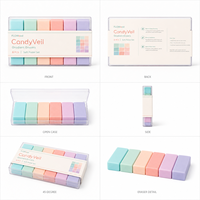 FLOWood CandyVeil 6 Gommes Pastel Dégradées, Gommes Douces et Nettoyantes, Étui de Rangement en Plastique Transparent, Papeterie pour Étudiants et Dessin