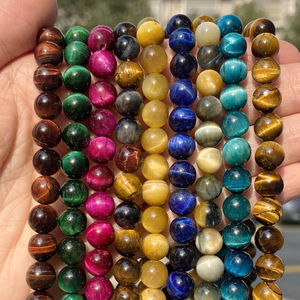 Venta al por Mayor de Cuentas de Piedra Semipreciosa Natural de Ojo de Tigre Colorido de 4 6 8 10 12 mm para Fabricación de Joyería, Pulseras y Collares DIY - Product Image 2