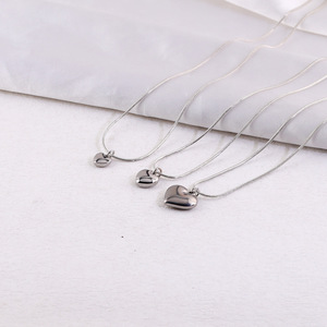 Stainless Steel Heart Pendant Necklace 8MM 10MM 12MM 16MM <b>Mirror</b> Finish Clavicle <b>Chain</b> Unisex Gift Jewelry - Product Image 1
