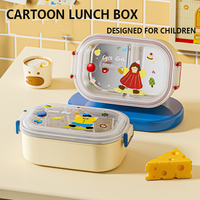 Boîte à lunch en acier inoxydable à 2 compartiments, décorée de fruits mignons de dessin animé, pour enfants, contenants métalliques pour le stockage des aliments, vente en gros