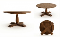 Table de salle à manger ronde vintage en bois de pin, table en bois robuste sur piétement pour salle de banquet commerciale et café