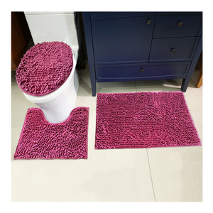 100% <span class=keywords><strong>polyester</strong></span> sợi nhỏ Thảm Tắm 3-mảnh mô hình rắn phòng tắm thảm thiết lập máy làm - Product Image 1