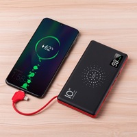 Nuevo modelo integrado en cable 3 en 1 10000mAh bancos de energía de carga inalámbricos multifuncionales para iPhone 11