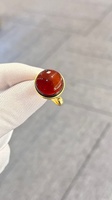 Bagues unisexes en argent 925 certifiées, avec pierre précieuse naturelle, coupe brillante ronde, véritable ambre rouge, pour dropshipping