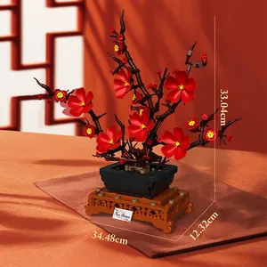 Gratuit <span class=keywords><strong>Trib</strong></span> 11004 fleur de prunier fleur bonsaï fleur modèle briques créative décoration de bureau jouets enfants cadeaux blocs de construction ensembles - Product Image 5