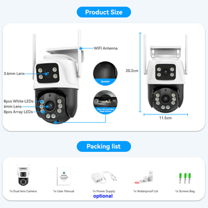 Icsee ngoài trời 6MP ống kính kép không dây PTZ CCTV <span class=keywords><strong>Camera</strong></span> <span class=keywords><strong>IP</strong></span> 6MP an ninh máy ảnh theo dõi Wifi Mini ống kính kép Liên kết Mạng máy ảnh - Product Image 3