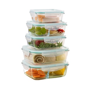 High Borosilicate Glass Fresh-keeping Bowl Microwave Oven Special Divider Home Lunch Box Students Office Bento Box