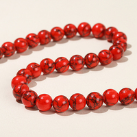 JD GEMS Perles Rondes Semi-Précieuses Naturelles et Synthétiques en Turquoises Rouges 4/6/8/10/12mm Certifiées CNAS pour la Fabrication de Bijoux