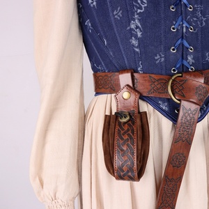 Ceinture médiévale en cuir PU gaufré avec pochette à monnaie et étui à poignard, pour cosplay de pirate, vagabond, paysan, LARP Renaissance - Product Image 3