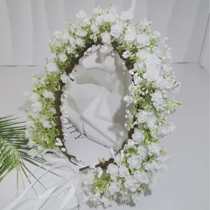 Baby Breath Flower Headpieces Gypsophila Flower Crown Headband Wedding Hair Accessories Headdress Women Bridal Floral Garland