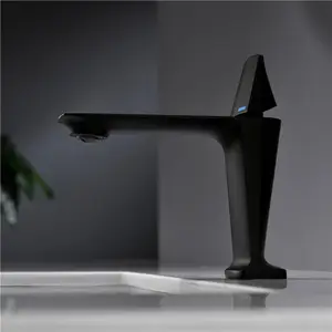 Bathroom Accessories Sanitary Ware Single Level Basin Faucet Brass Matte Black Modern Lavatory Faucet Cold Hot Water Mixer Tap