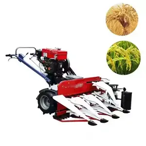 Cosechadora de soja lavanda trigo de granja cosechadora de arroz diesel mini 2 ruedas pequeño tractor para caminar cosechadora de maíz montada