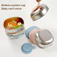 Bol d'alimentation classique en acier inoxydable avec logo personnalisé, base d'aspiration en silicone antidérapante, assiette pour bébé avec couvercle en silicone