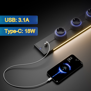 Bingoelec New Design Wall Electric Rail Track Socket Power <strong>Plug</strong> with <strong>USB</strong> Home Use Sensor Black Light with <strong>Adapter</strong> - Product Image 2